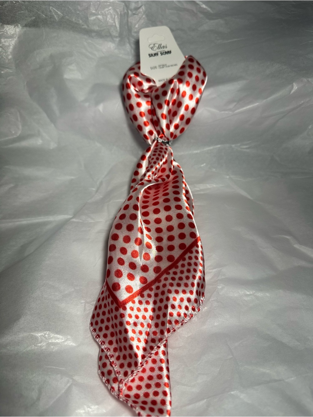 Ella Red and White Polka Dot Satin Neck Scarf